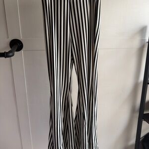 Main Strip Black and White Striped Wide Leg Pants